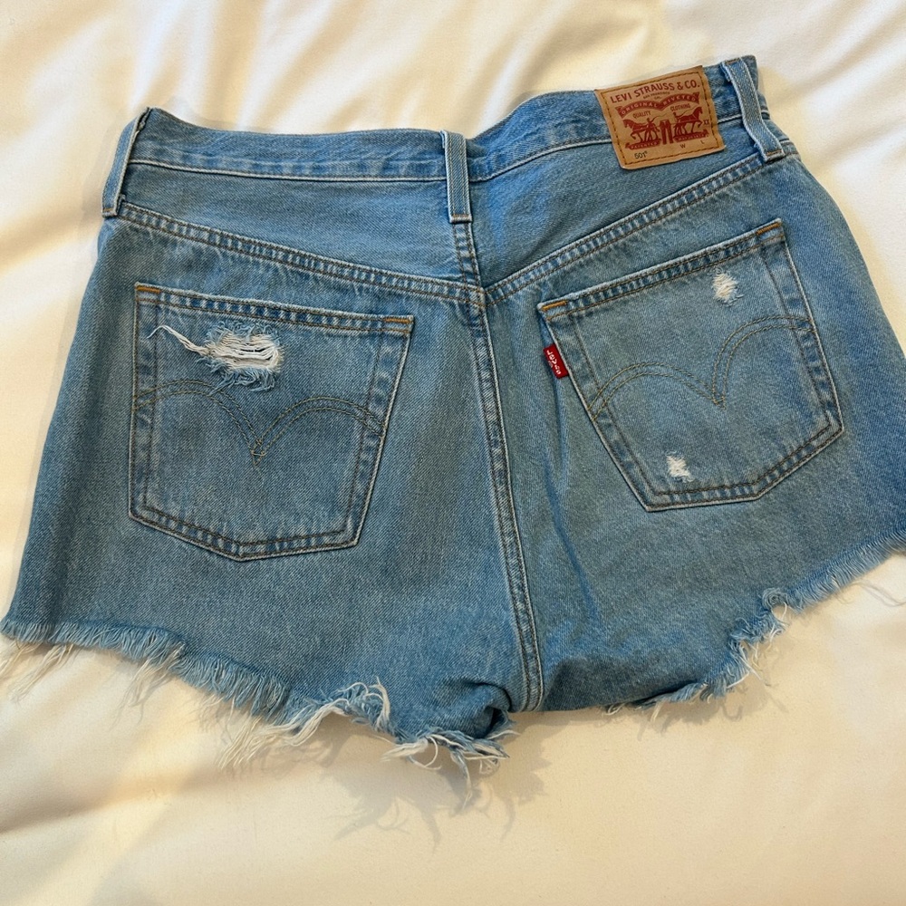 Levi's Light Blue Distressed Jean Shorts